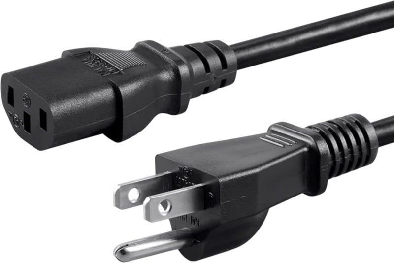 Foxtec Standard 5ft 10ft 10 Amps 250 Volts Black 3 Prong AC Power Cord Cable for Electronics, TV, Computer, Printer, Radio, Monitor, Samsung, Dell, Vizio, LG, Asus, Laptop and More (10-feet) - Image 1